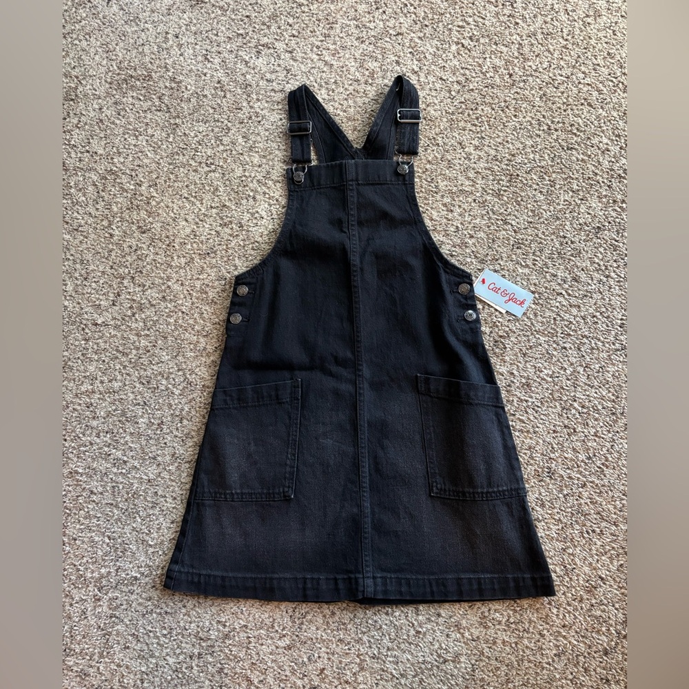Cat & Jack Black Denim Overall Pinafore Dress